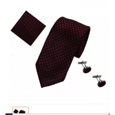 Dark Blue/Red Dotted Design Tie For Men